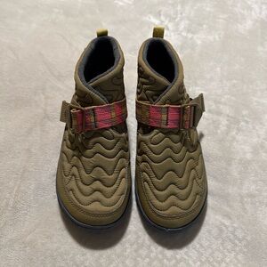 Chaco Kids Olive Green Quilted Slip-On Slippers with Pink Strap